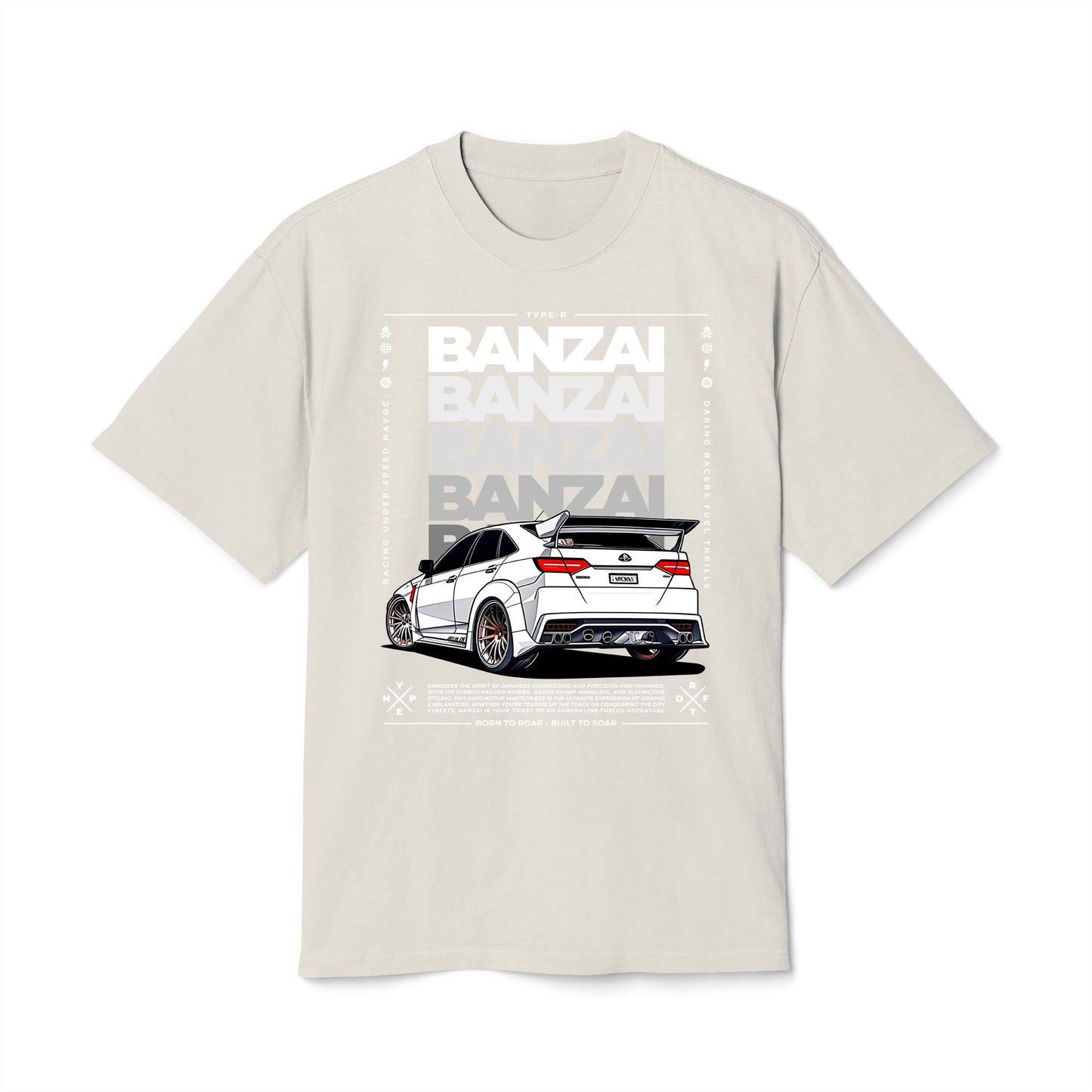 Banzai JDM Cars - Oversized Heavy Feaded Tee - Front Print