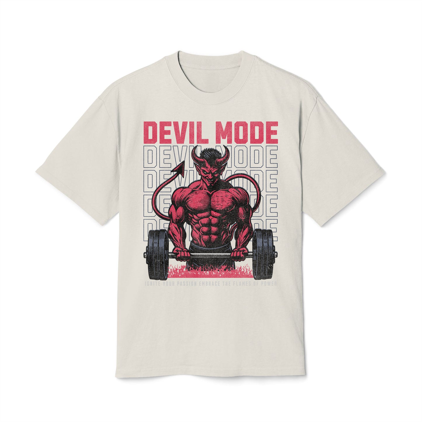 Devil Mode Bodybuilder - Oversized Heavy Feaded Tee - Front Print