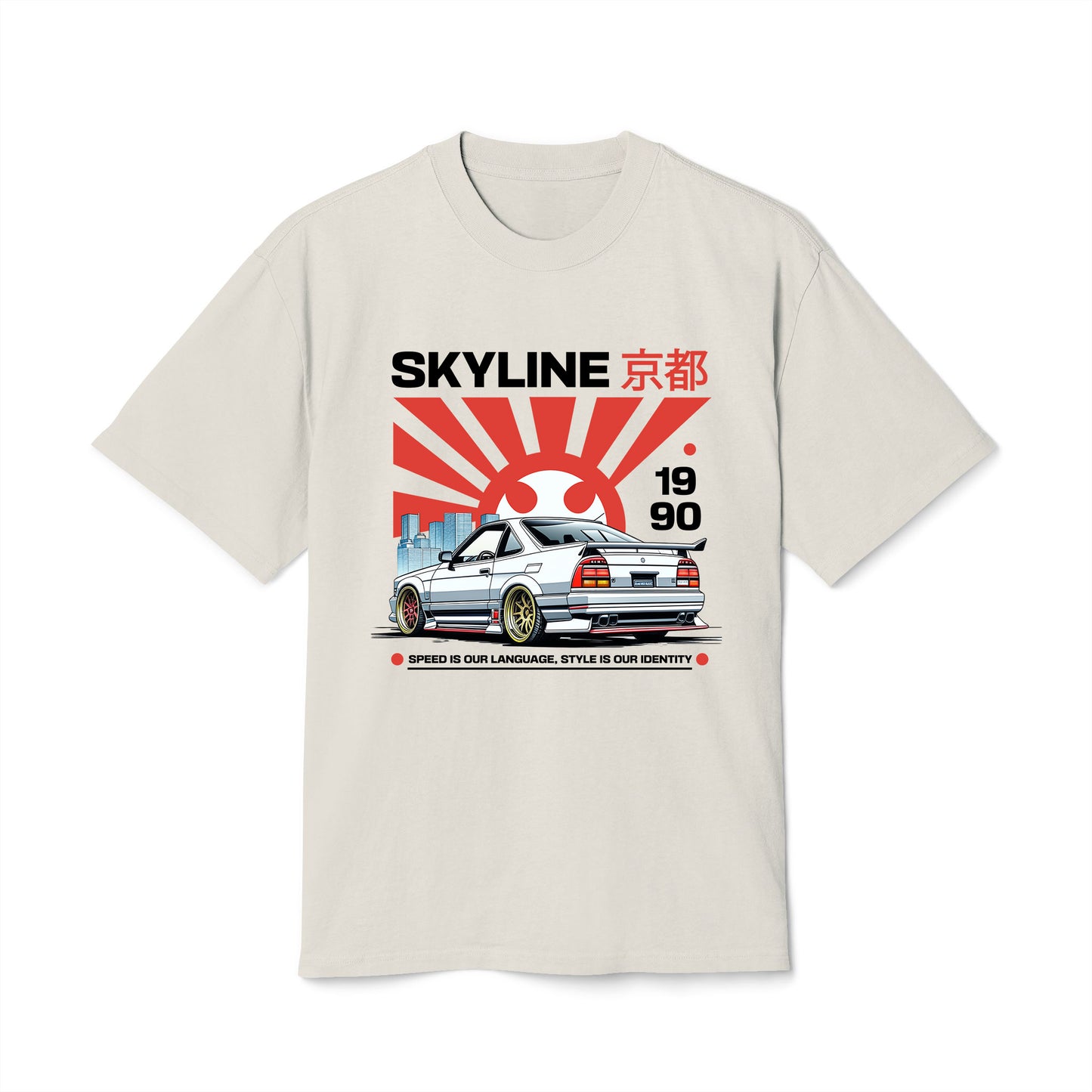 JDM Car Skyline - Oversized Heavy Feaded Tee - Front Print