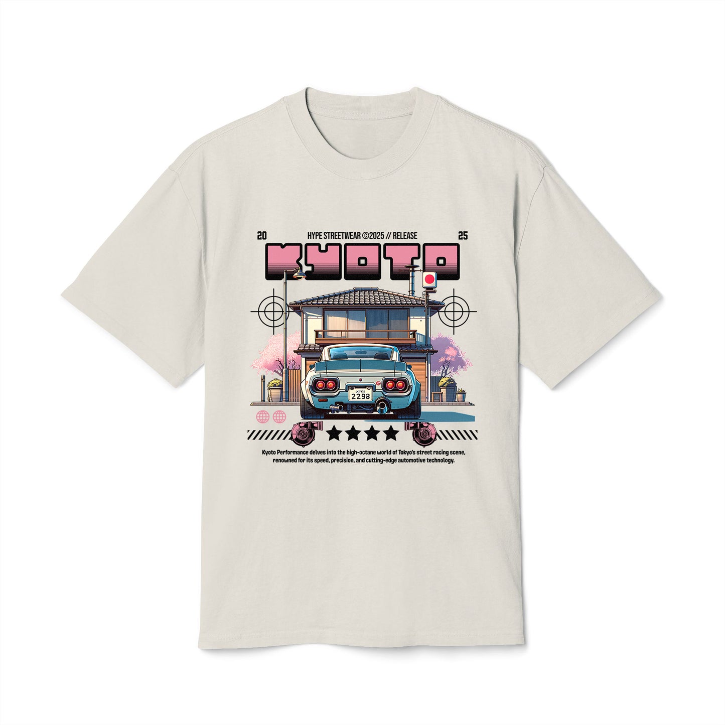 Kyoto Car - Oversized Heavy Feaded Tee - Front Print