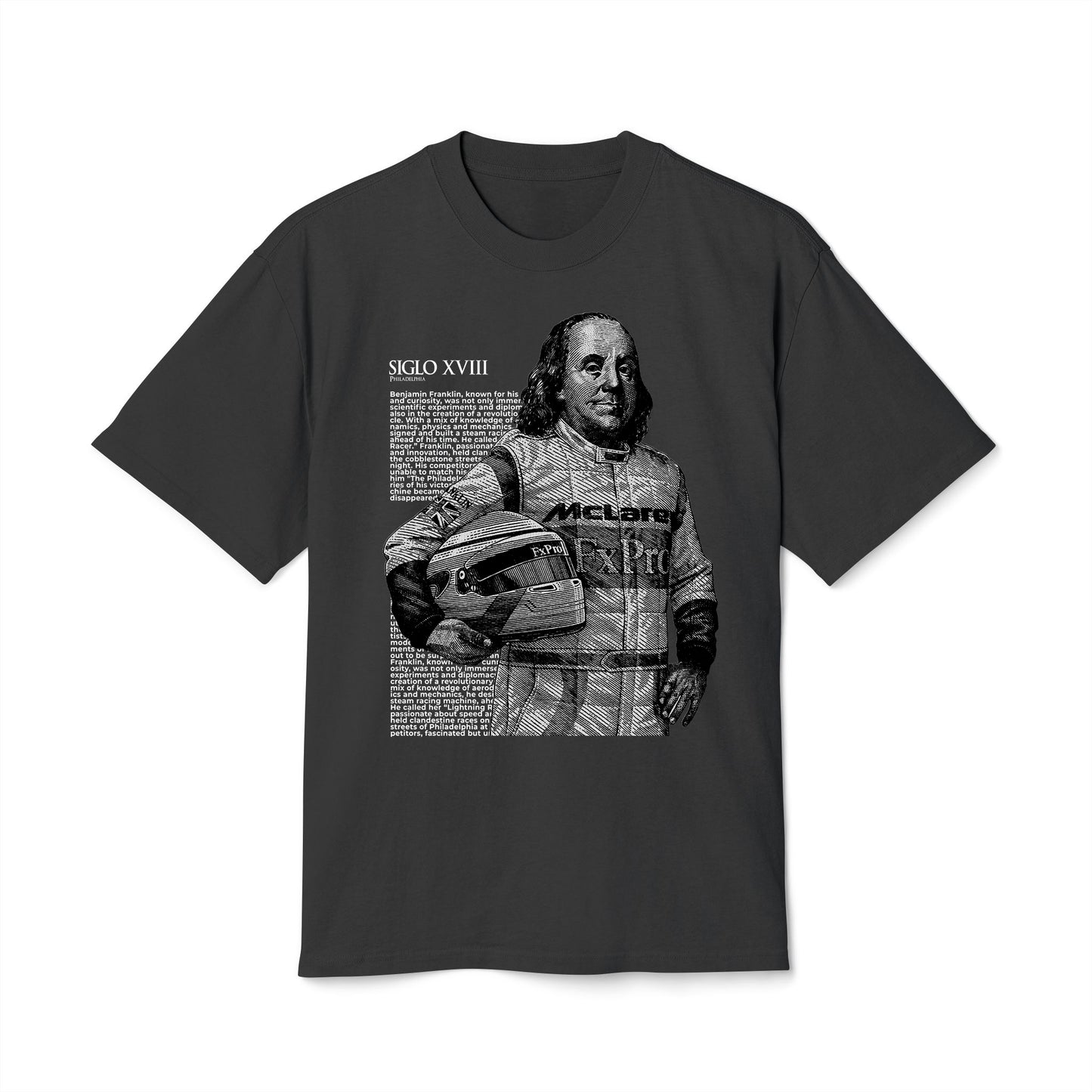 Benjamin Franklin - Oversized Heavy Feaded Tee - Front Print