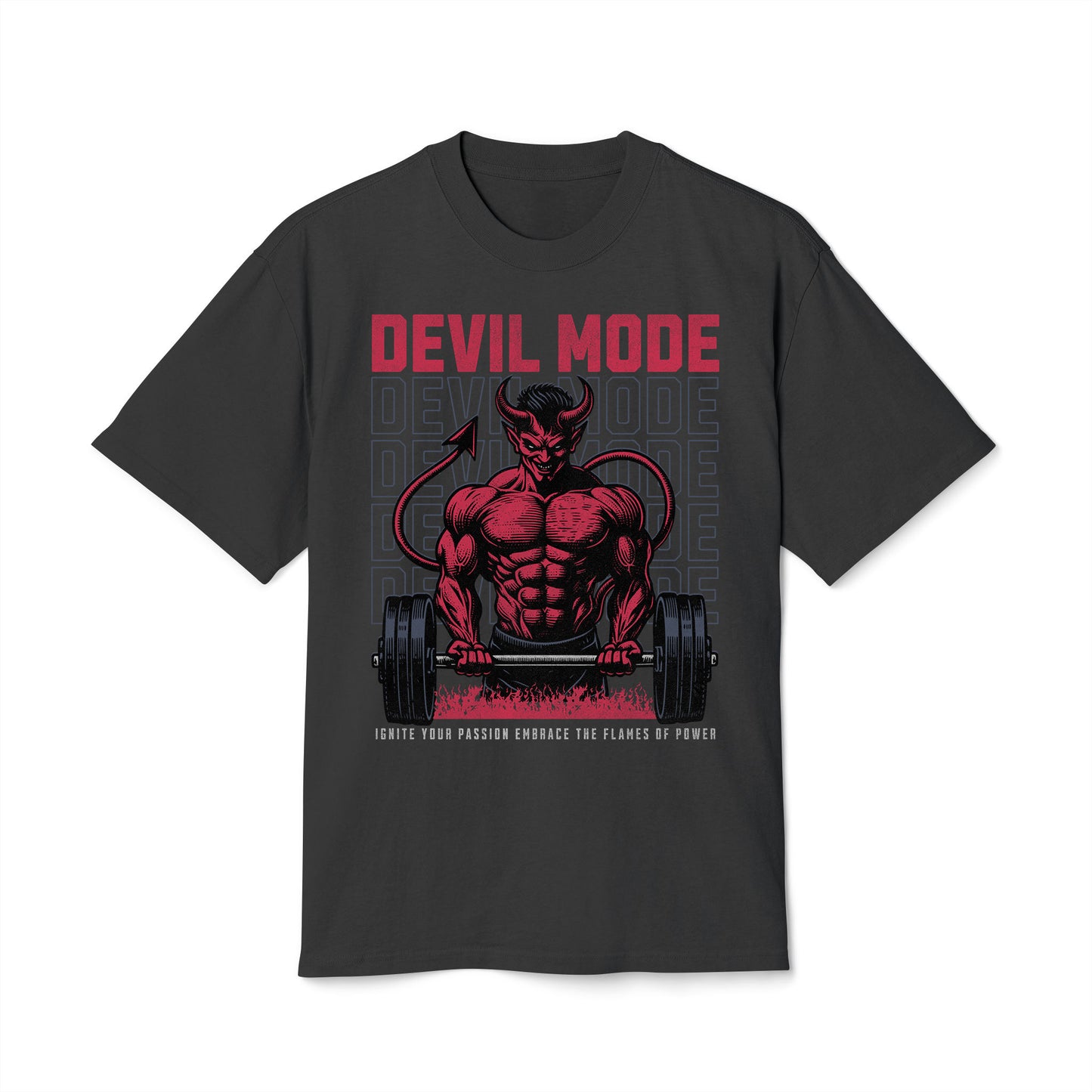 Devil Mode Bodybuilder - Oversized Heavy Feaded Tee - Front Print