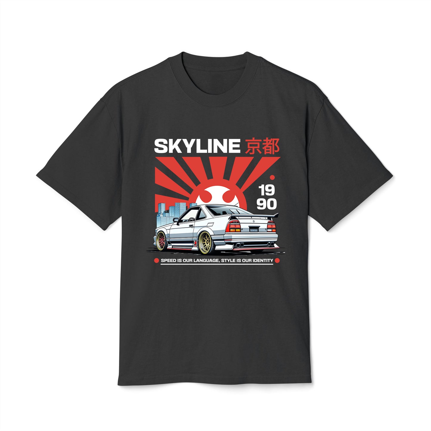 JDM Car Skyline - Oversized Heavy Feaded Tee - Front Print