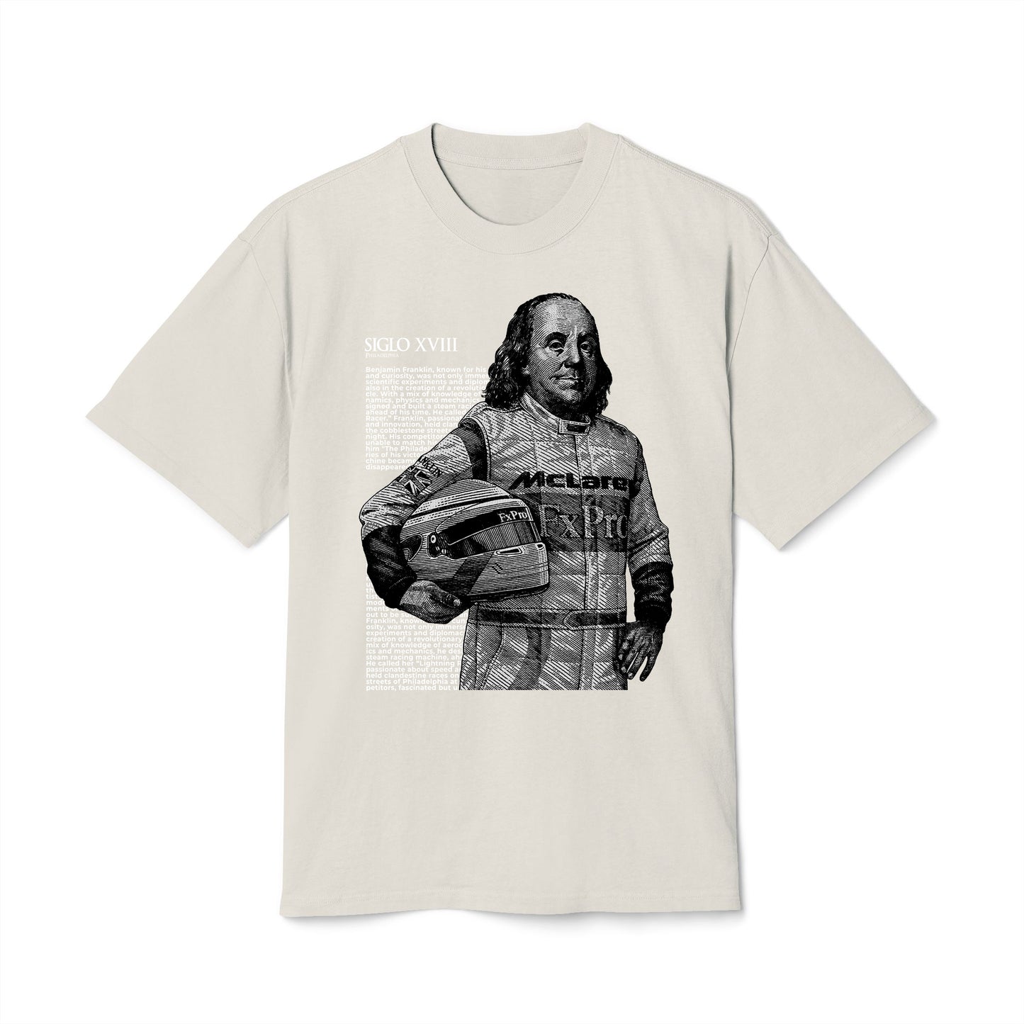 Benjamin Franklin - Oversized Heavy Feaded Tee - Front Print