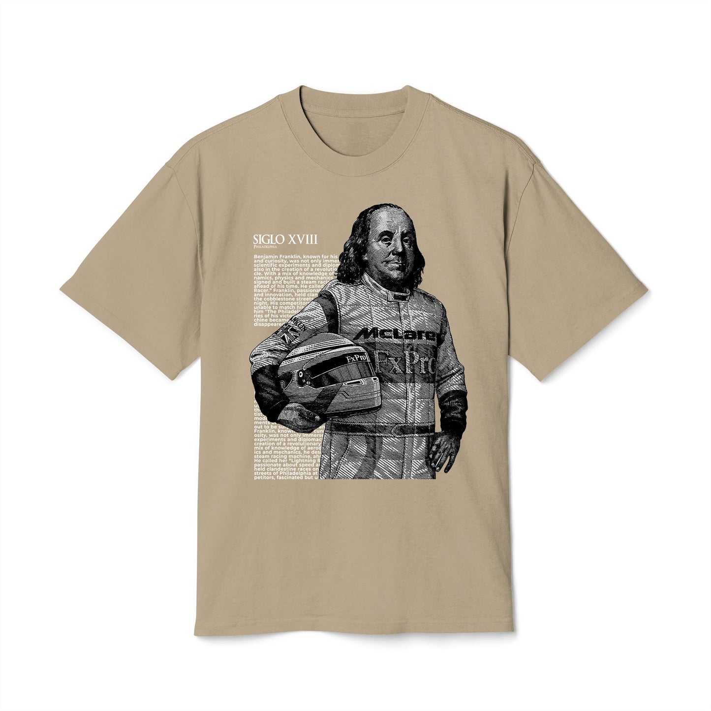 Benjamin Franklin - Oversized Heavy Feaded Tee - Front Print