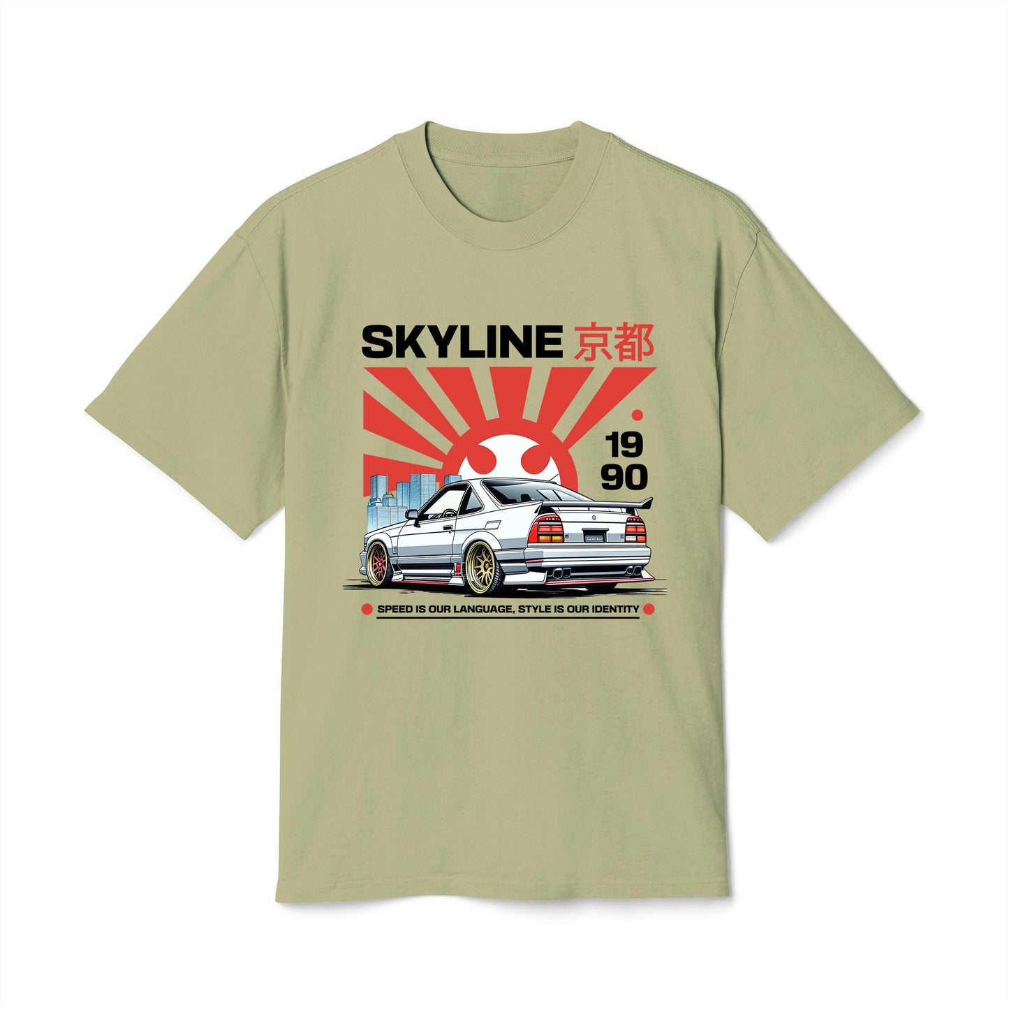 JDM Car Skyline - Oversized Heavy Feaded Tee - Front Print