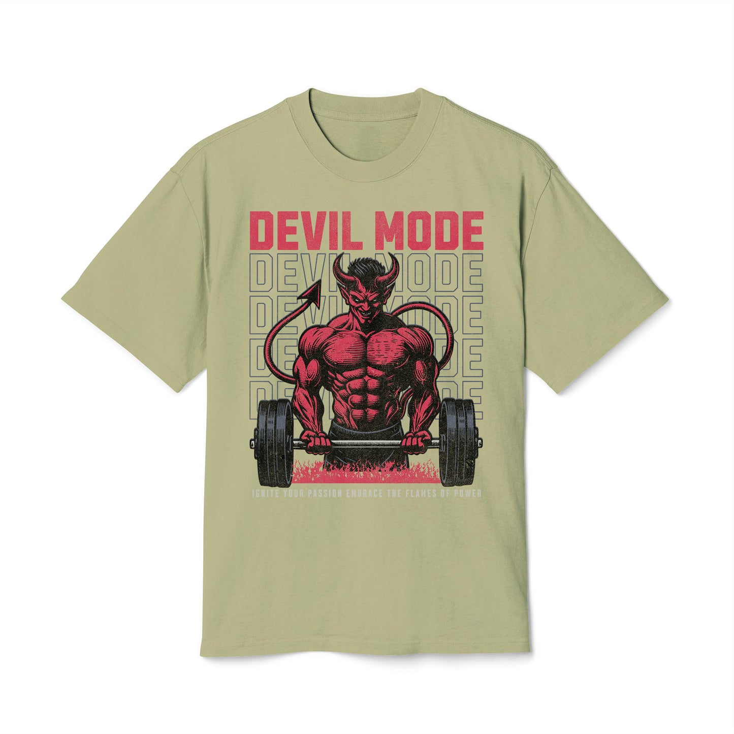 Devil Mode Bodybuilder - Oversized Heavy Feaded Tee - Front Print