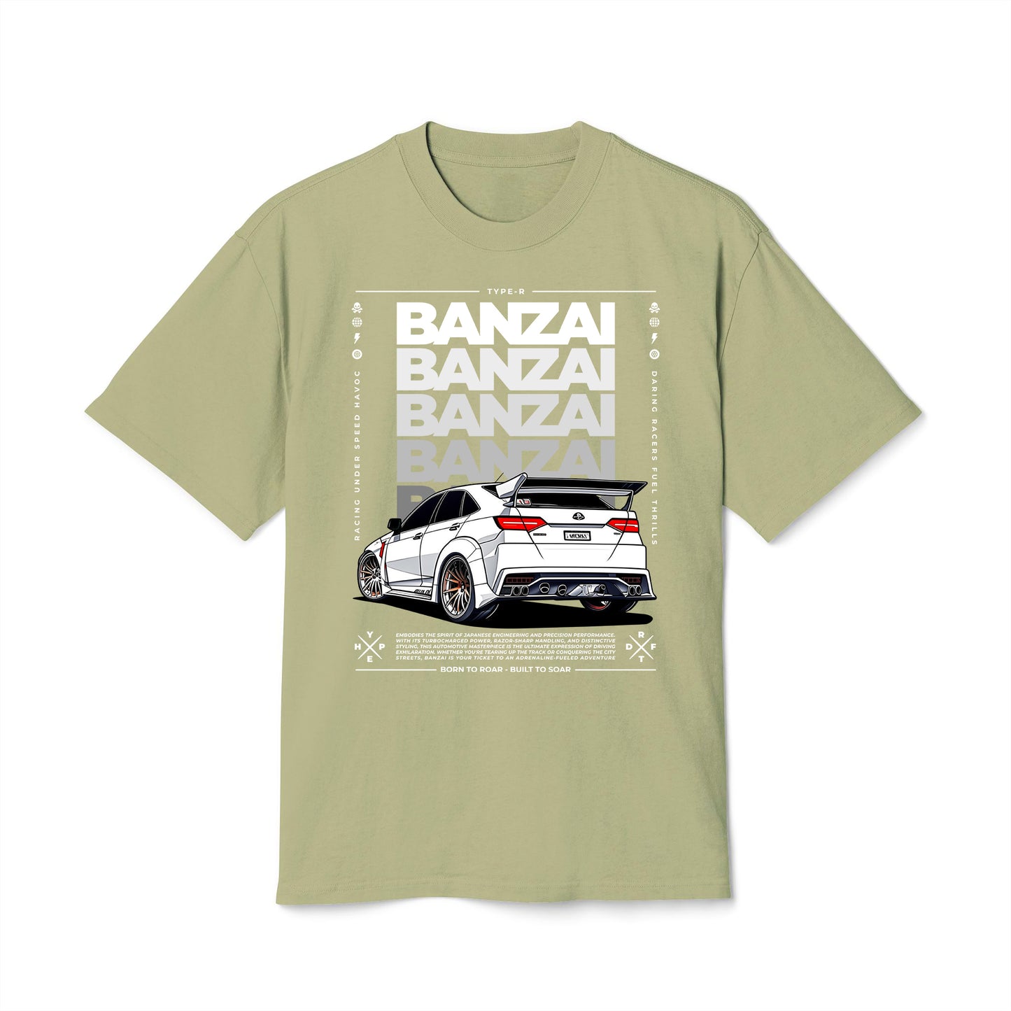 Banzai JDM Cars - Oversized Heavy Feaded Tee - Front Print