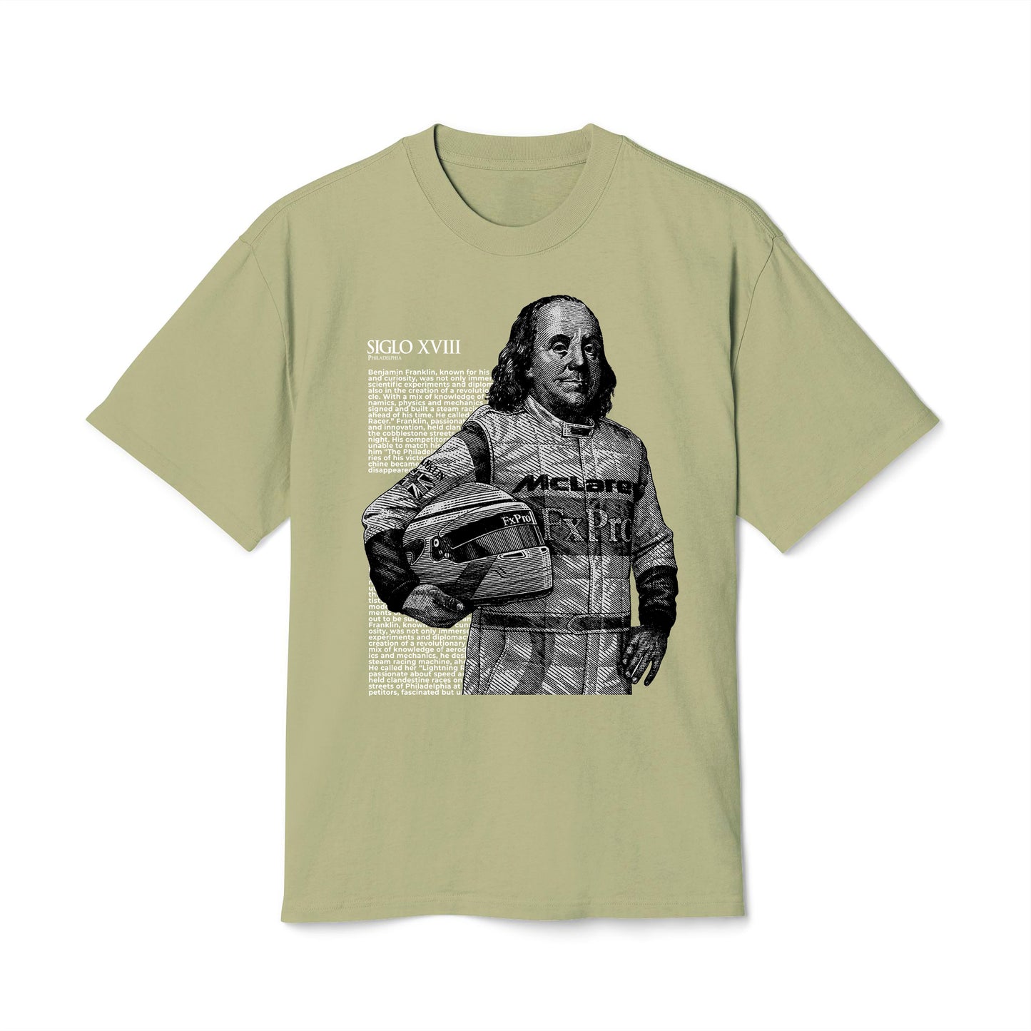 Benjamin Franklin - Oversized Heavy Feaded Tee - Front Print