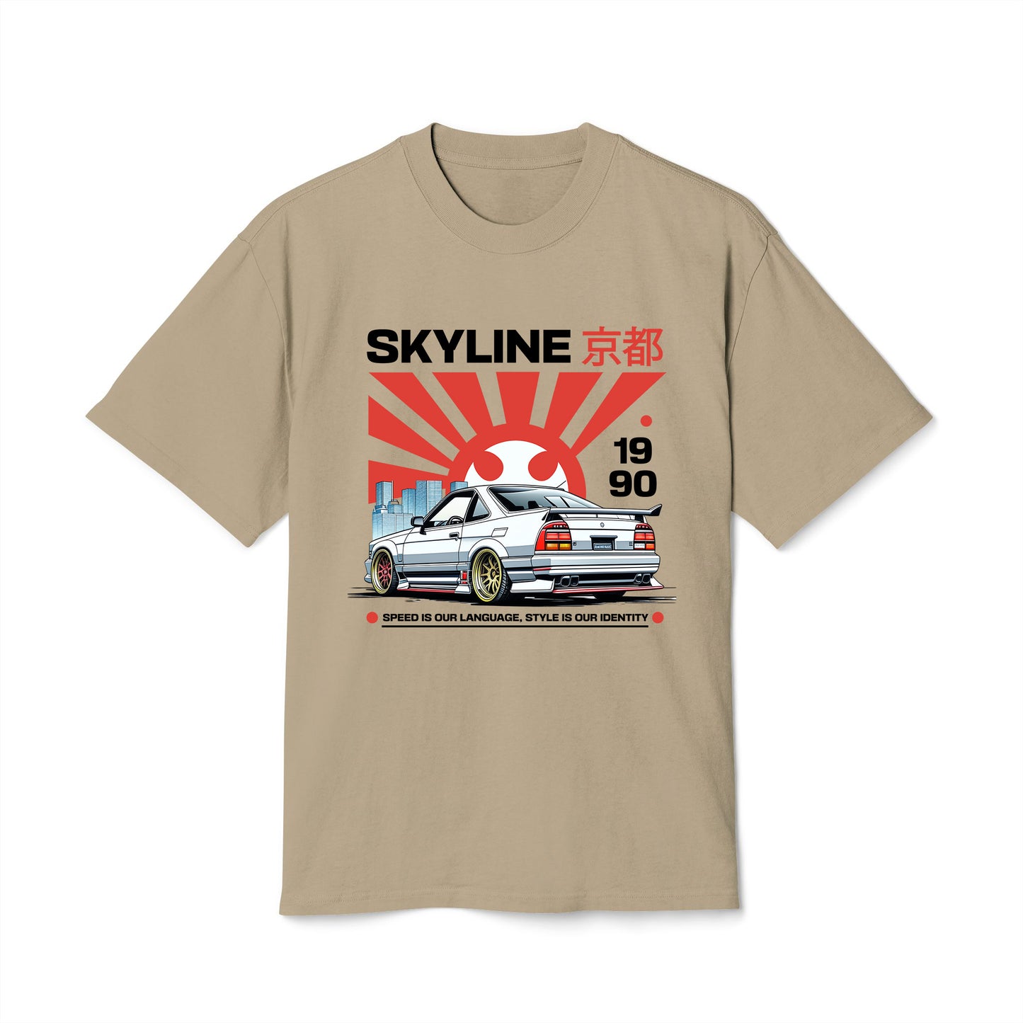 JDM Car Skyline - Oversized Heavy Feaded Tee - Front Print