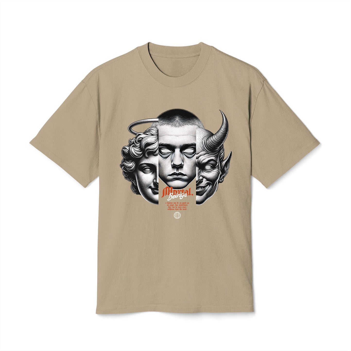 Mortal Beings - Oversized Heavy Feaded Tee - Front Print