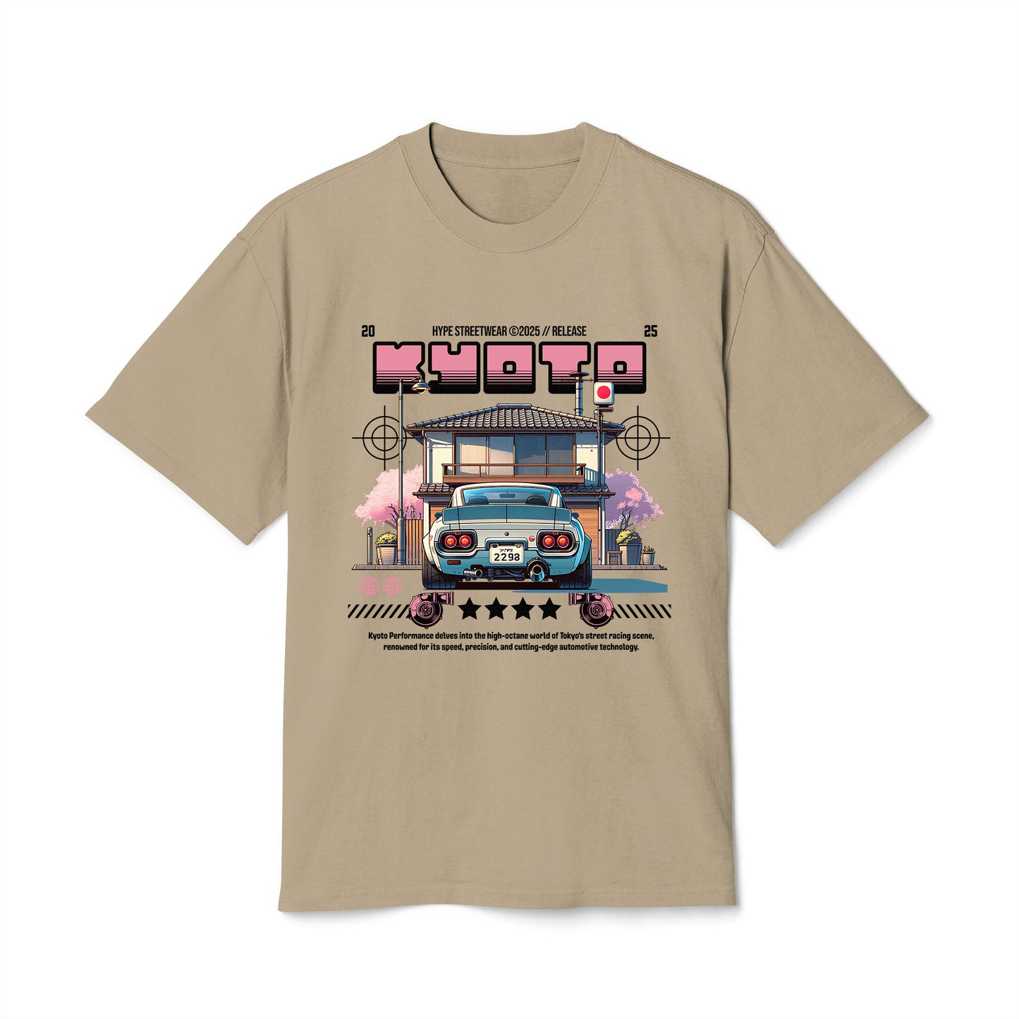 Kyoto Car - Oversized Heavy Feaded Tee - Front Print