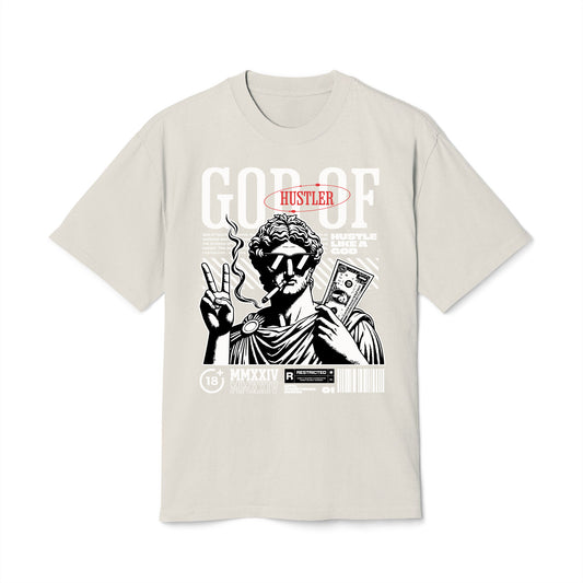 God Of Hustler - Oversized Heavy Feaded Tee - Front Print