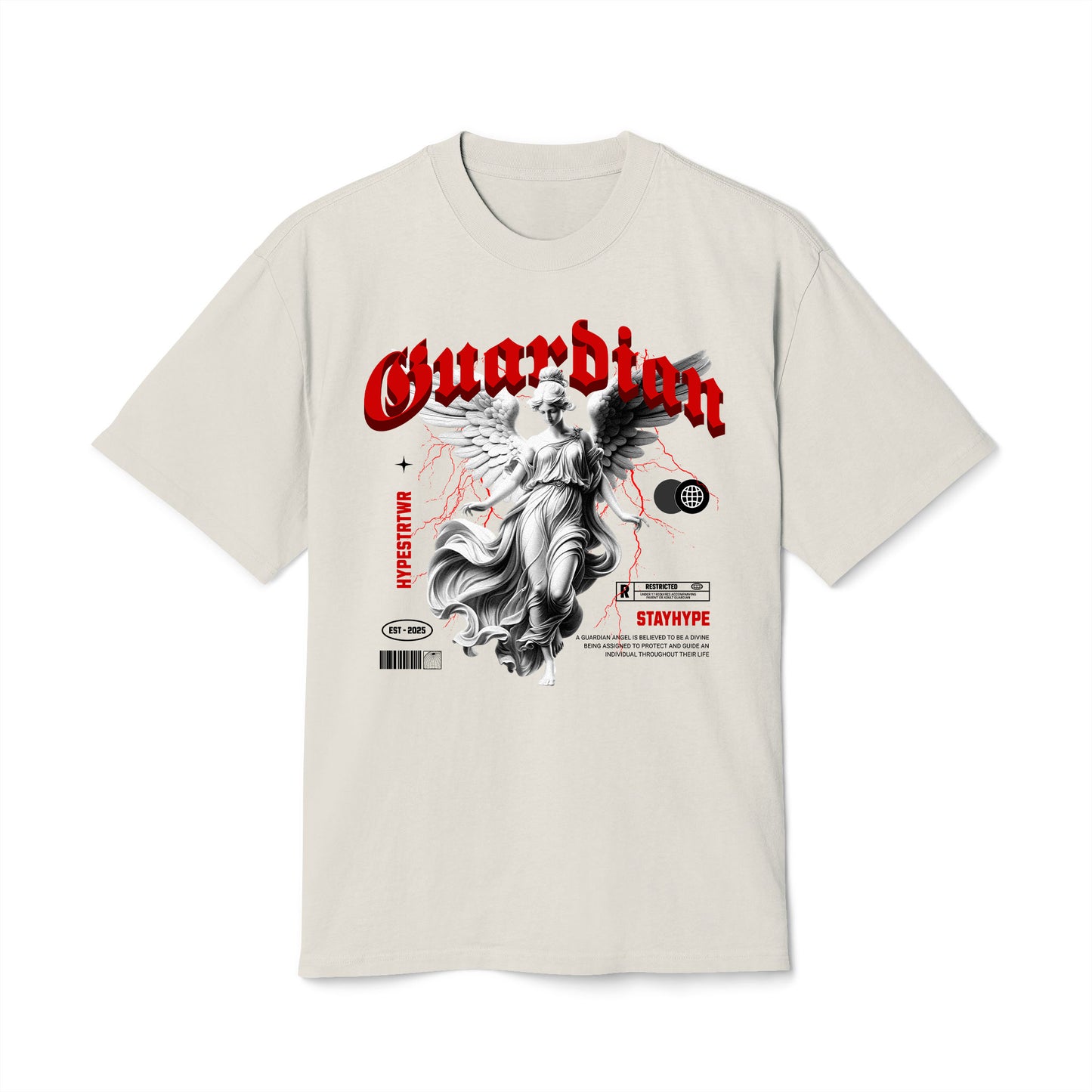 The Guardian - Oversized Heavy Feaded Tee - Front Print