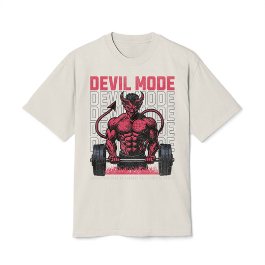 Devil Mode Bodybuilder - Oversized Heavy Feaded Tee - Front Print
