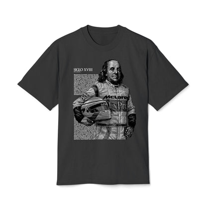 Benjamin Franklin - Oversized Heavy Feaded Tee - Front Print