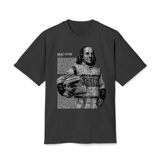 Benjamin Franklin - Oversized Heavy Feaded Tee - Front Print