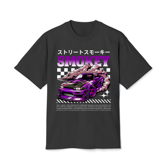 Smokey Drift - Oversized Heavy Feaded Tee - Front Print