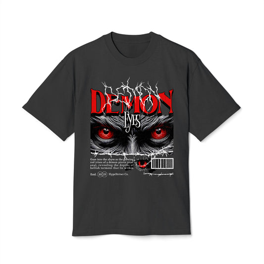 Demon Eyes - Oversized Heavy Feaded Tee - Front Print