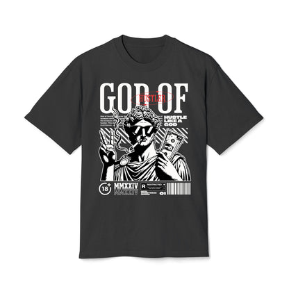God Of Hustler - Oversized Heavy Feaded Tee - Front Print