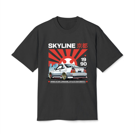 JDM Car Skyline - Oversized Heavy Feaded Tee - Front Print