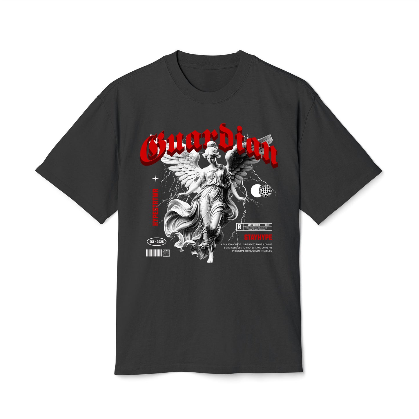 The Guardian - Oversized Heavy Feaded Tee - Front Print
