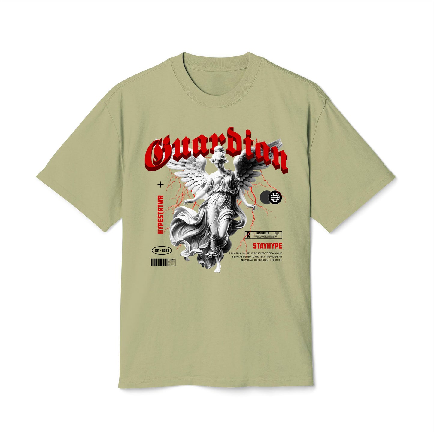 The Guardian - Oversized Heavy Feaded Tee - Front Print