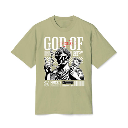 God Of Hustler - Oversized Heavy Feaded Tee - Front Print