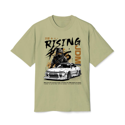 Rising Car - Oversized Heavy Feaded Tee - Front Print