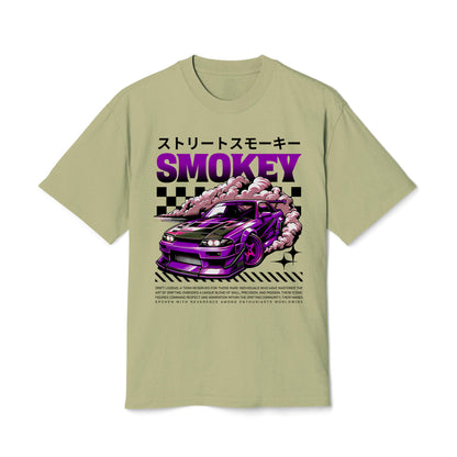 Smokey Drift - Oversized Heavy Feaded Tee - Front Print