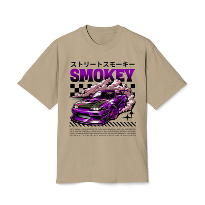 Smokey Drift - Oversized Heavy Feaded Tee - Front Print