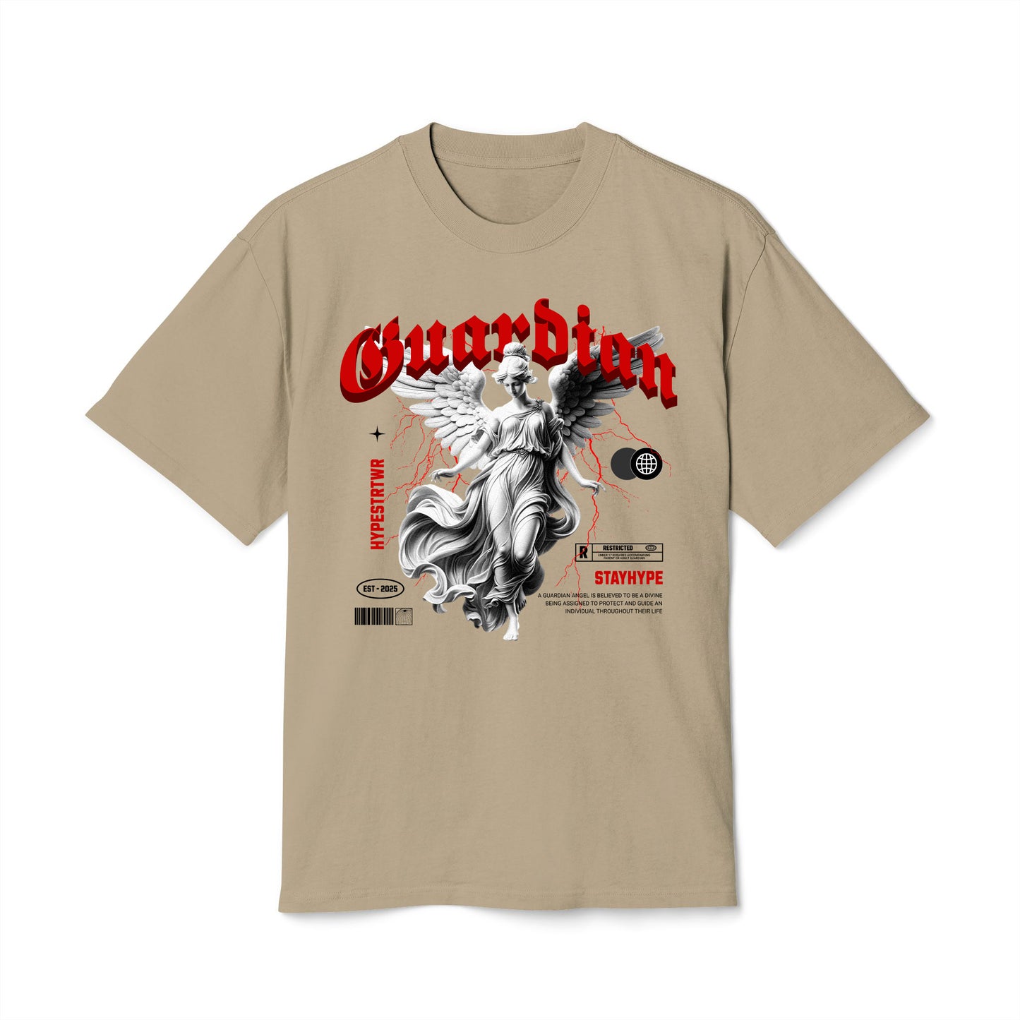 The Guardian - Oversized Heavy Feaded Tee - Front Print