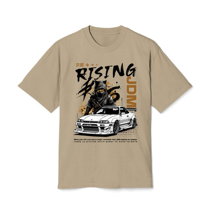 Rising Car - Oversized Heavy Feaded Tee - Front Print