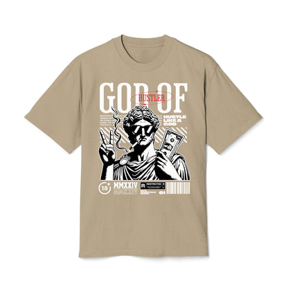 God Of Hustler - Oversized Heavy Feaded Tee - Front Print